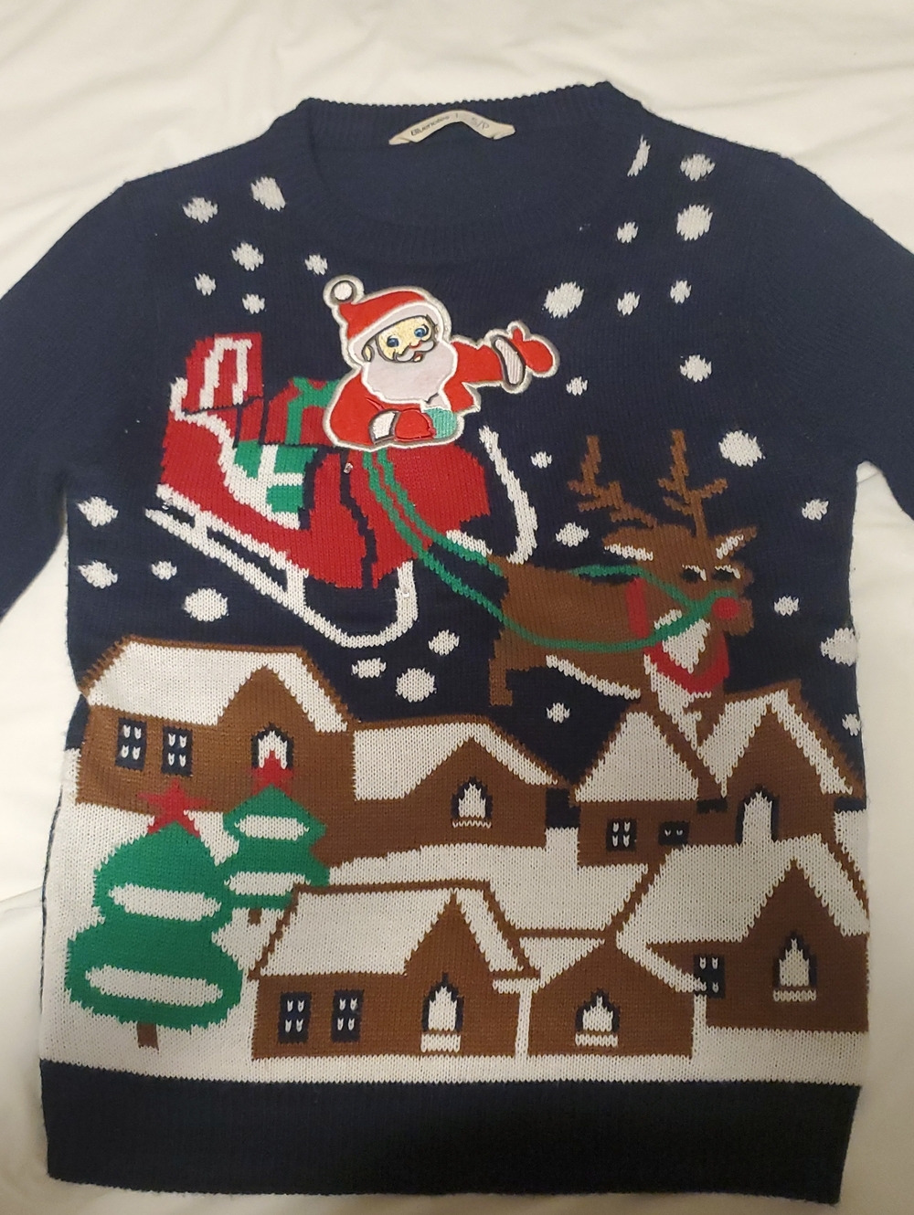 Bluenotes Navy Crewneck Christmas Sweater (Lights Up!)
